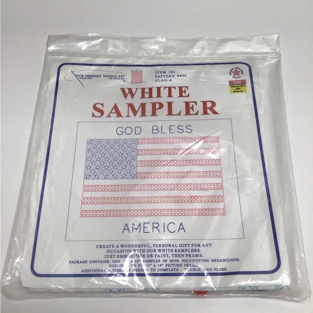 God Bless America American Flag USA Jack Dempsey Cross Stitch Kit 12x15” NEW - Picture 4 of 4